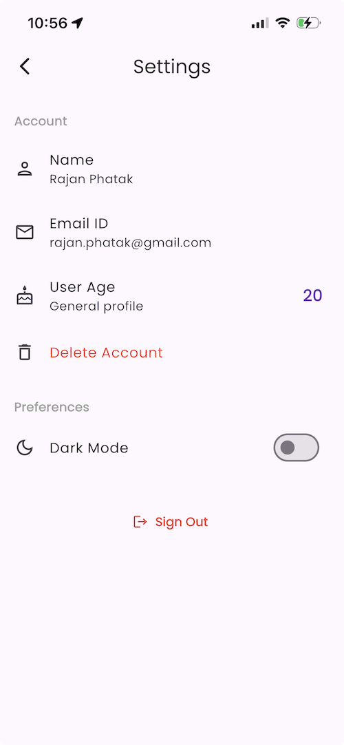 Delete Account Screenshot
